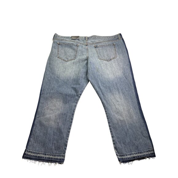 Mossimo Denim Boyfriend Crop Jeans 18 Mid-Rise Stretch Blue Raw Hem Frayed New - Picture 4 of 6